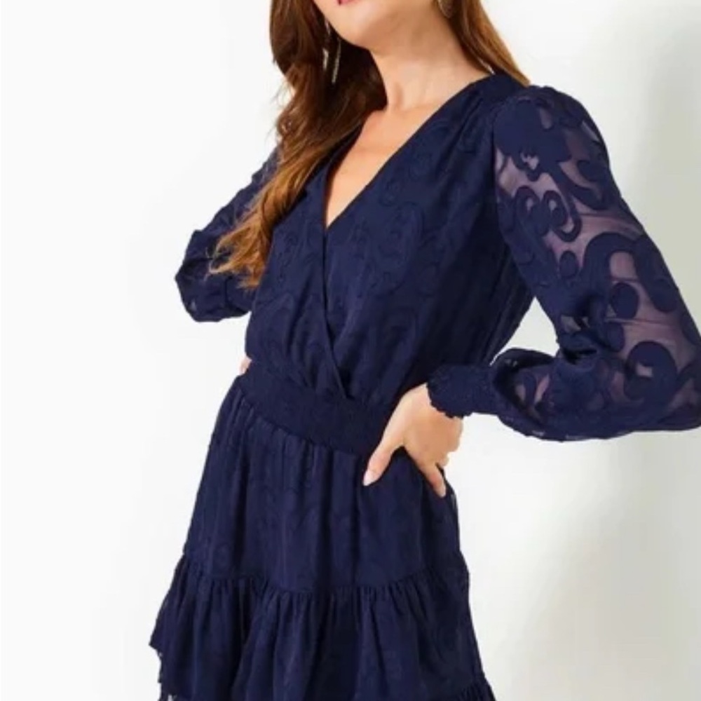 Lilly Pulitzer Deep Blue Long Sleeve Dress - Picture 1 of 5